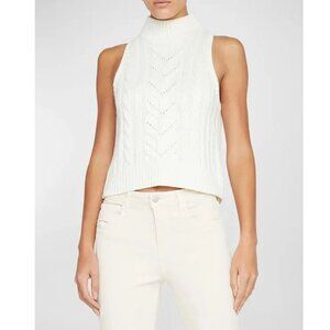 L'Agence Bellini Cable-knit Turtleneck Tank Top Ivory